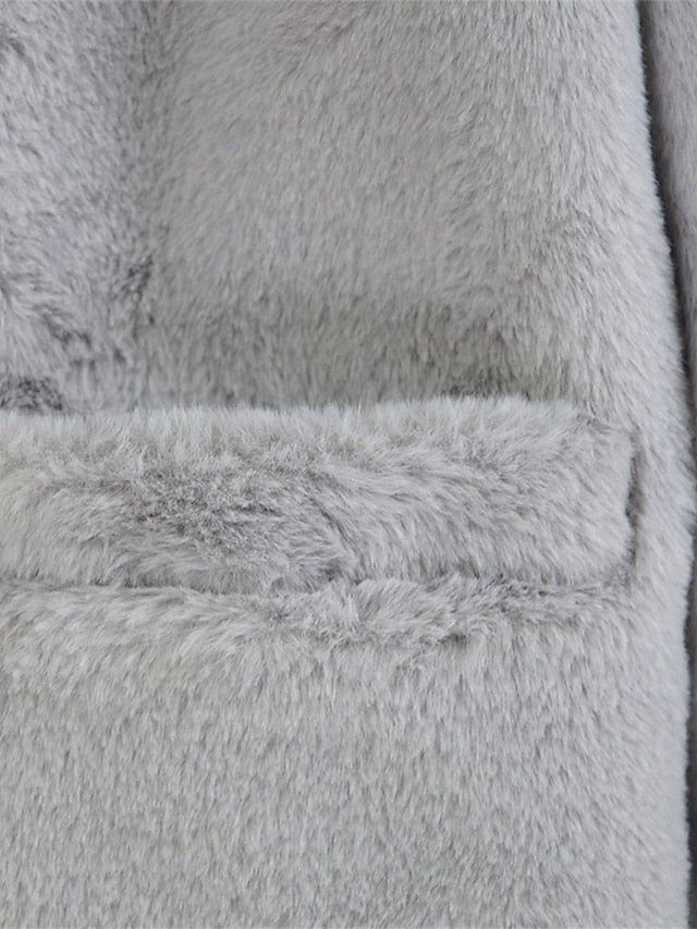Warm Women's Breathable Coat Faux Lined Fur Fleece Pocket