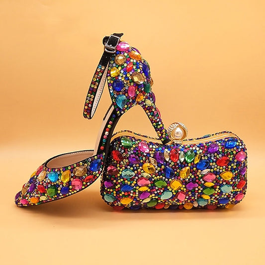 with Women's Wedding Heel Rhinestone High Multicolor Shoes