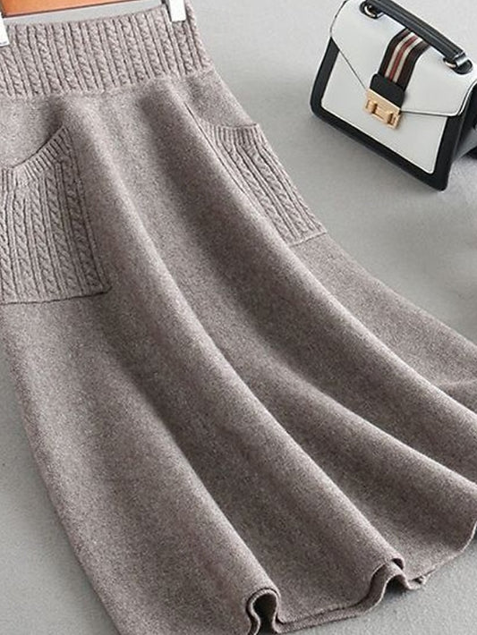 Women's Casual Maxi Mid Rise Skirts Plain Pocket