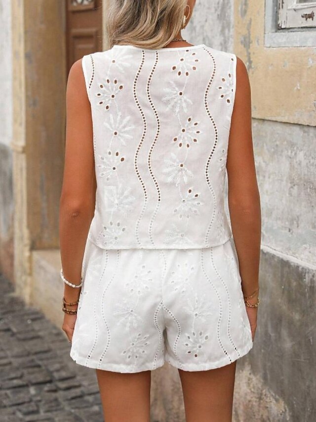 Women's Two Piece Sets Camis Shorts Sets Sleeveless V Neck
