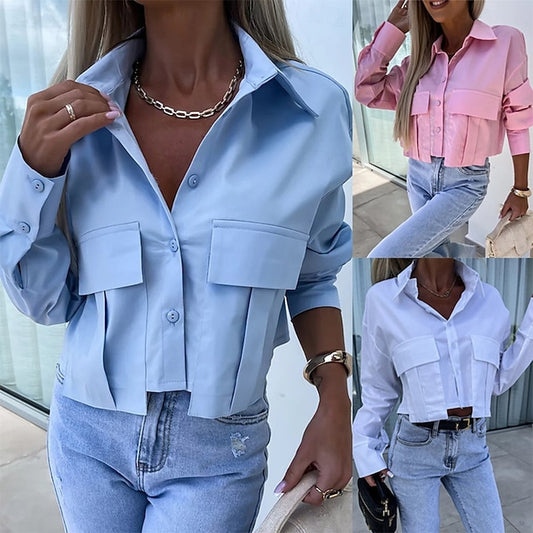 Women's Shirt Casual Shirt Button Up Shirt Blouse Pocket