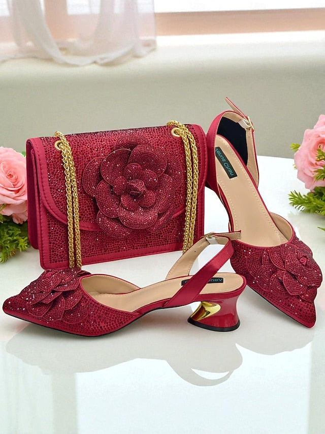 Gold Pumps Slingback Matching with Women's Rhinestone