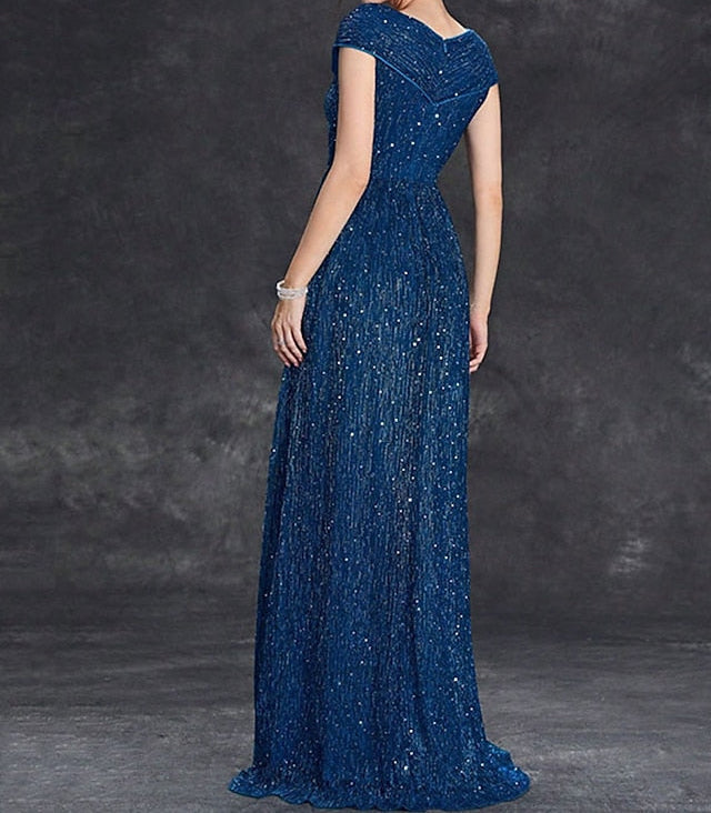 Dress Floor Party Neck Mother of Elegant V the Bride