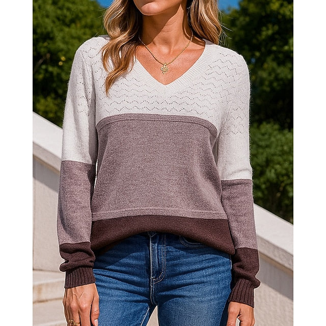 Women's Knit Shirt Pullover Sweater Hollow Long Sleeve Top