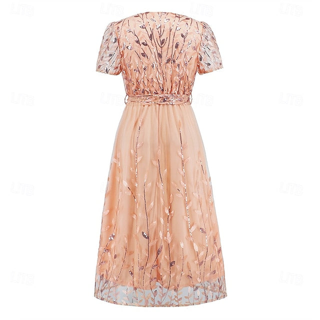 of Mother Sequin Neck the Bride A-Line V Dress Elegant