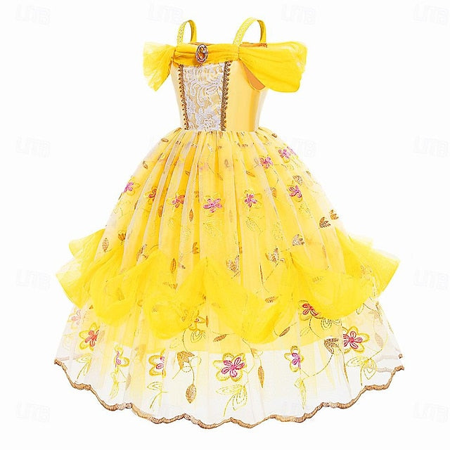 and Princess Dress the Flower Belle Cute Beast Beauty Girl