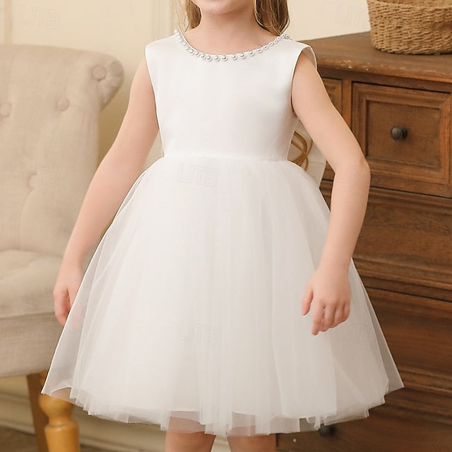 Wedding Dress Color Solid Sleeveless Party Kids Girls'