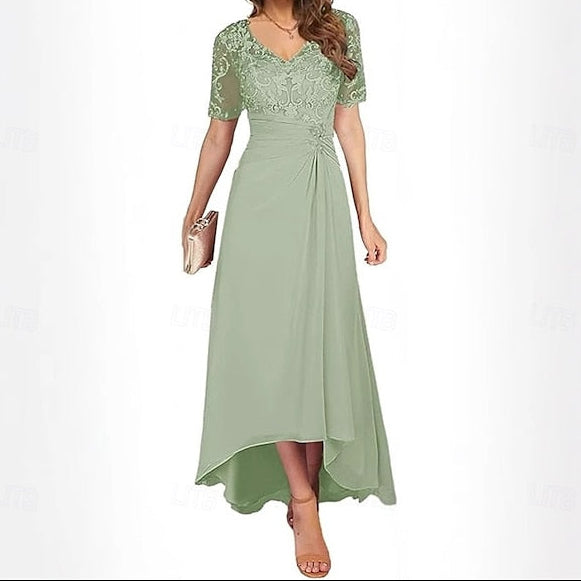 the Bride Mother Elegant Dress Neck Simple of V A-Line