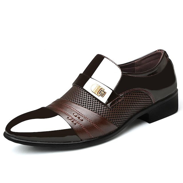 Slip-On Leather Faux Loafers Patent – Formal Men's
