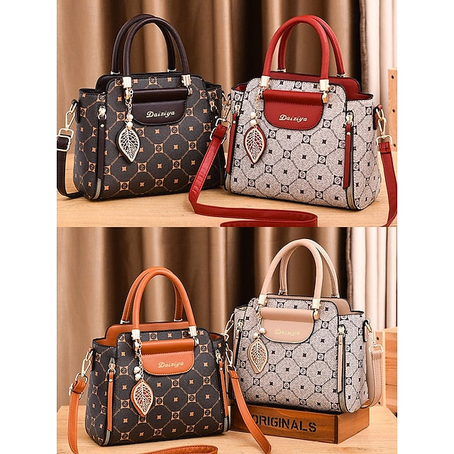 Sac à main élégant pour femme en similicuir et rouge avec accents