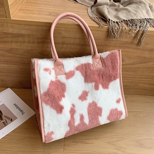Tote Bag mit Kunstleder Leopardenmuster Braun Damen Fell