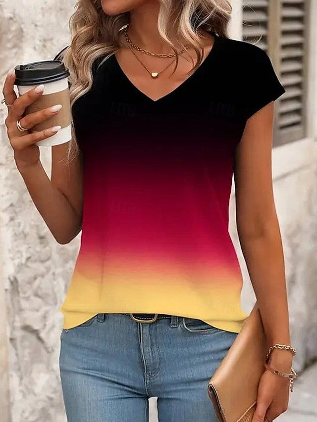Women's T Shirt Tank Top Print Ombre Graphic Geometric