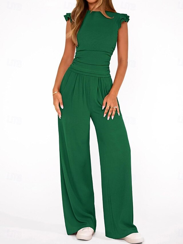 Women's Two Piece Sets Camis Pants Sets Sleeveless Round
