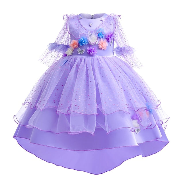 Princess Encanto Isabela Flower Madrigal Dress Girl Fairytale