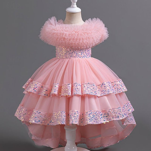 Kids Girls' Sleeveless Flower Party Sequin Girl Dress