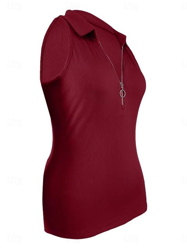 Women's Camisole Tank Top Zipper Solid Color Modern Casual