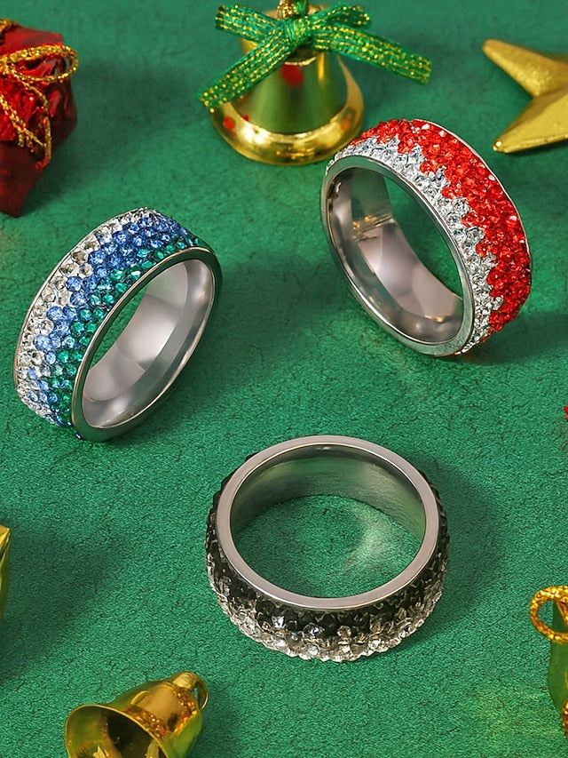 – Ring Stainless Stylish Red Steel Christmas Men's