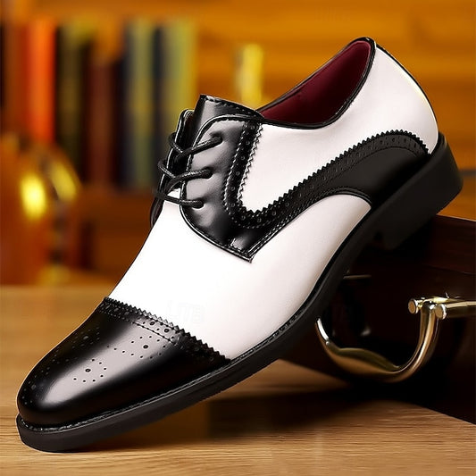 Black Men's Shoes and White Color-Blocked with