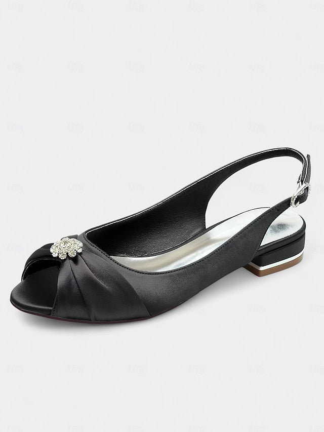 Wedding with Crystal Slingback Women's Satin Heels