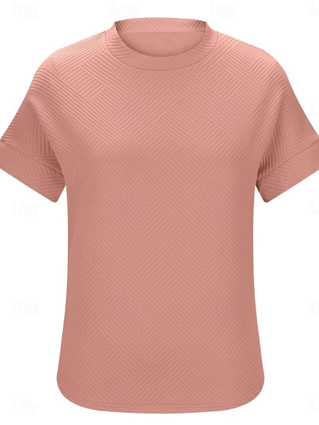 Women's T Shirt Tee Top Textured Solid Color Fashion
