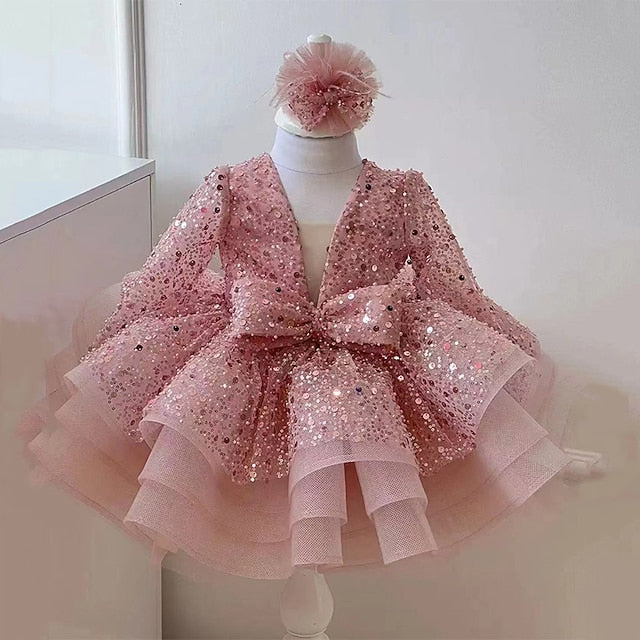 Dress Girl Sequin Party Long Girls' Kids Flower