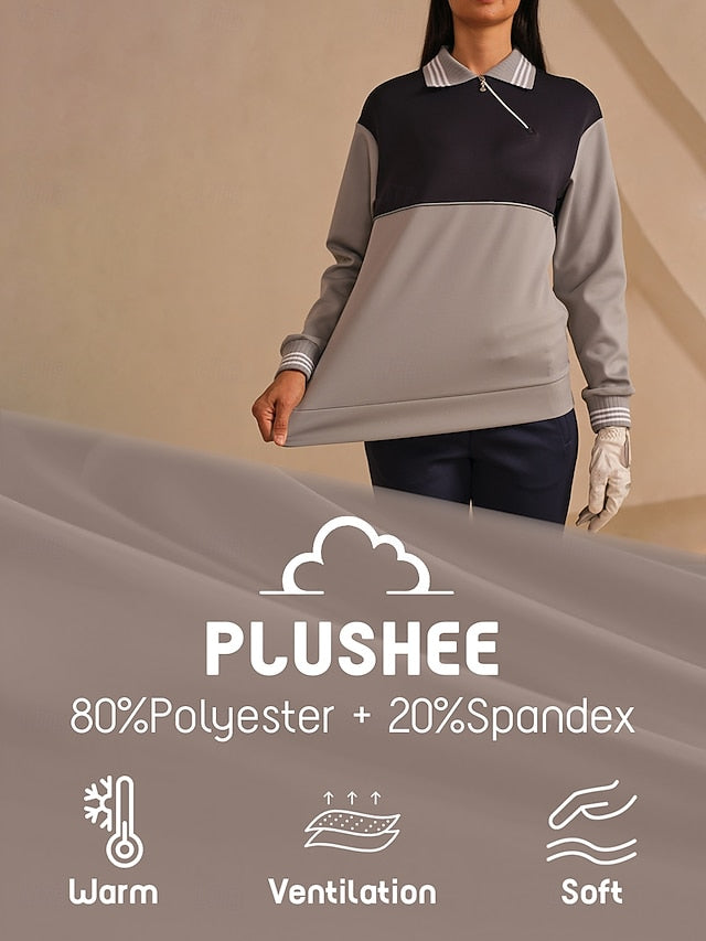 Women's Golf Pullover Sweatshirt Dark Grey Long Sleeve Top