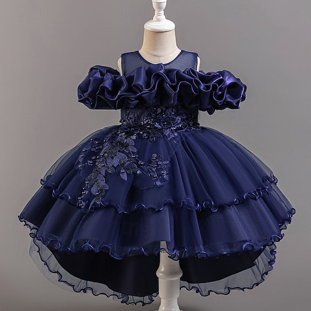 Short Flower Dress Party Kids Sleeve Wedding Girls' Floral