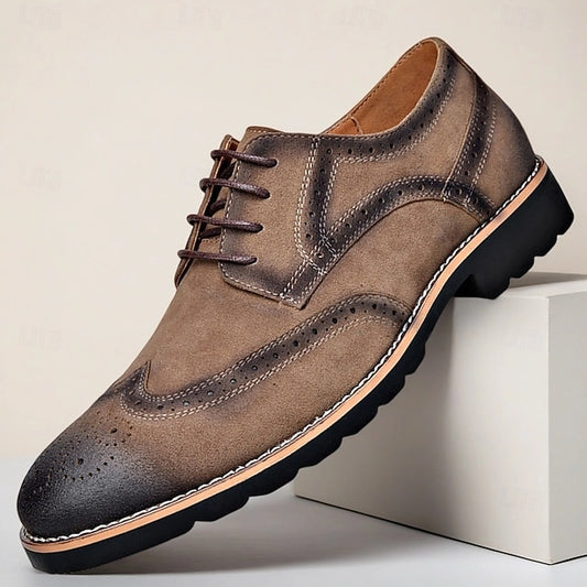 Lace-Up Vintage – Brown Shoes Brogue Derby Men's