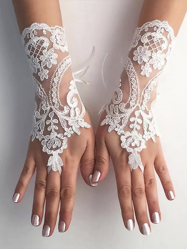 White Gloves – Bridal Lace Elegant Wedding Vintage Fingerless