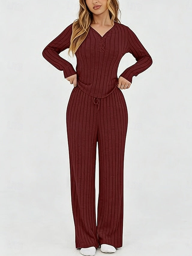 Women's Two Piece Sets Pants Sets Bolero Top Long Sleeve V