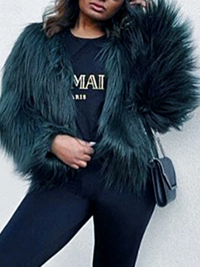 Women's Comfortable Coat Furs Faux Fur Leathers Warm