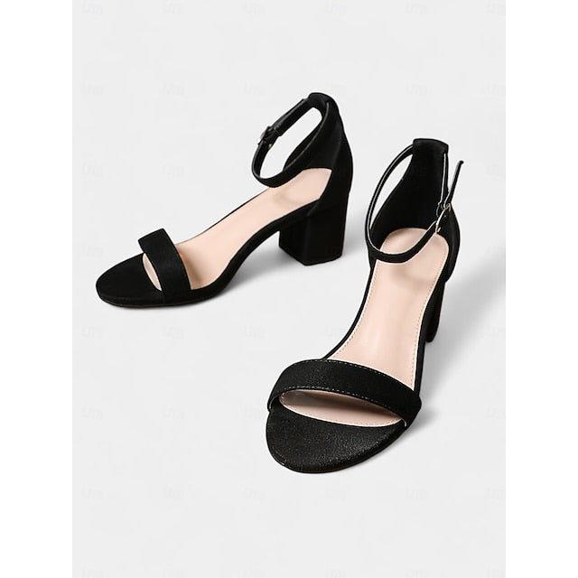 Ankle with Block Women's Stylish Glitter Gold Sandals Heel