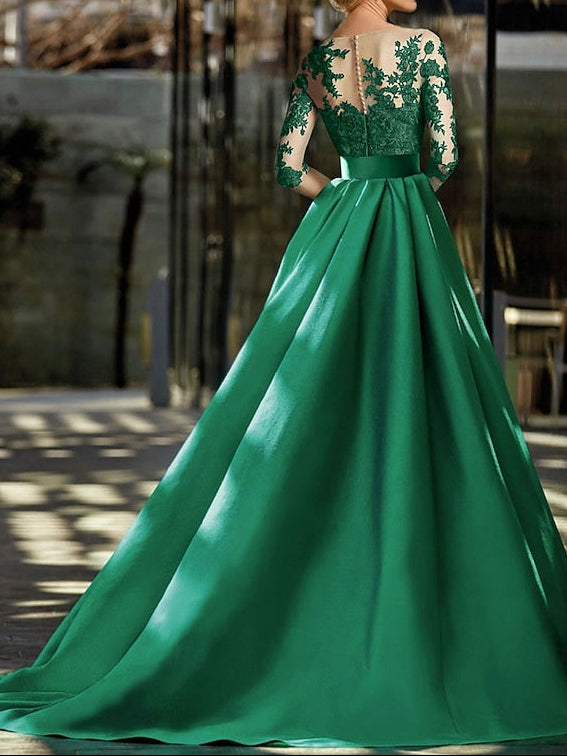 Train Dress A-Line / Formal Elegant Evening Gown Sweep Brush