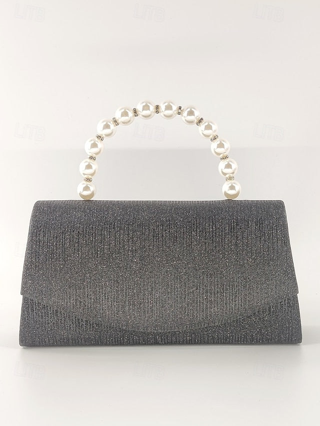 Glitter Pearl Purple Women's Bag with Handle Clutch –