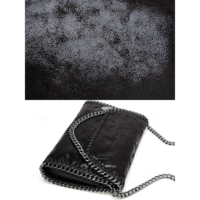 Kunstledertasche mit Kette in Rot mit Überwendlingsstich-Schulterdetails