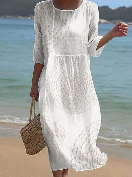 Women's Maxi Dress Linen Like Breathable Lightweight Kaftan