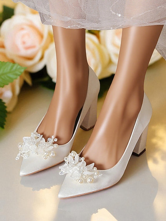 and Wedding White with Women's Heels Pearl Crystal