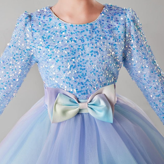 Flower Color Solid Girl Kids Girls' Party Dress