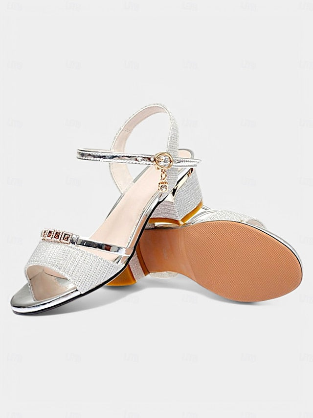 Rhinestone for Shoes Sandals - Elegant Heeled Women Silver