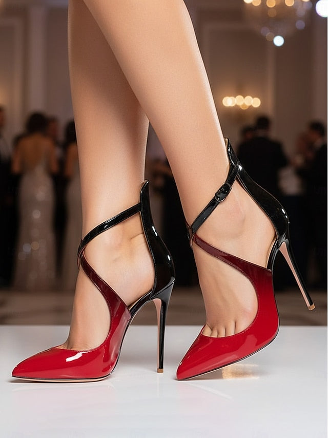 Strappy Patent Purple Stiletto Leather - Women's Heels