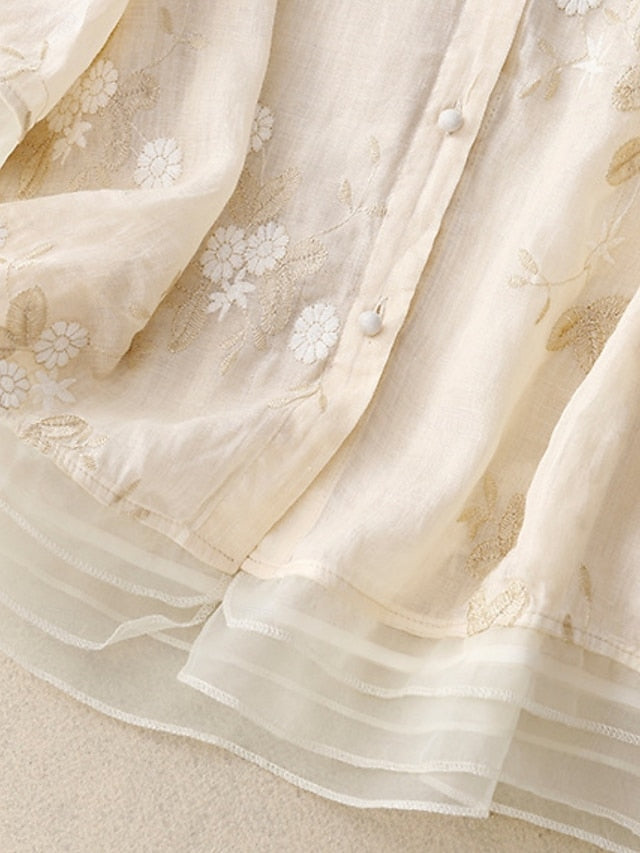 Women's Shirt Cotton Linen Shirts Button Up Blouse