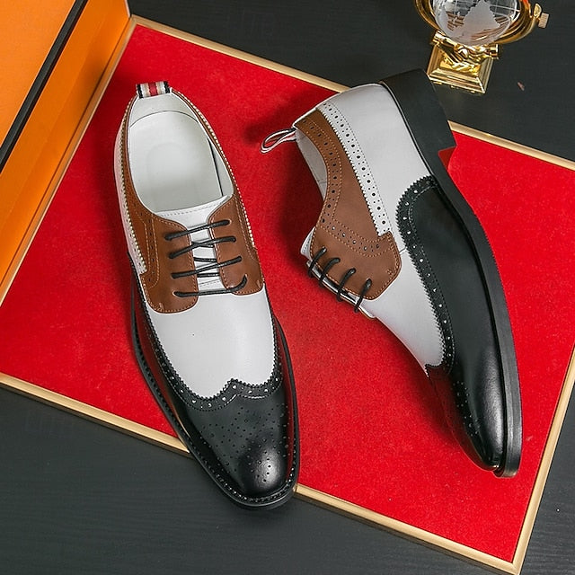 Oxford Men's Brown with and Shoes Wingtip White