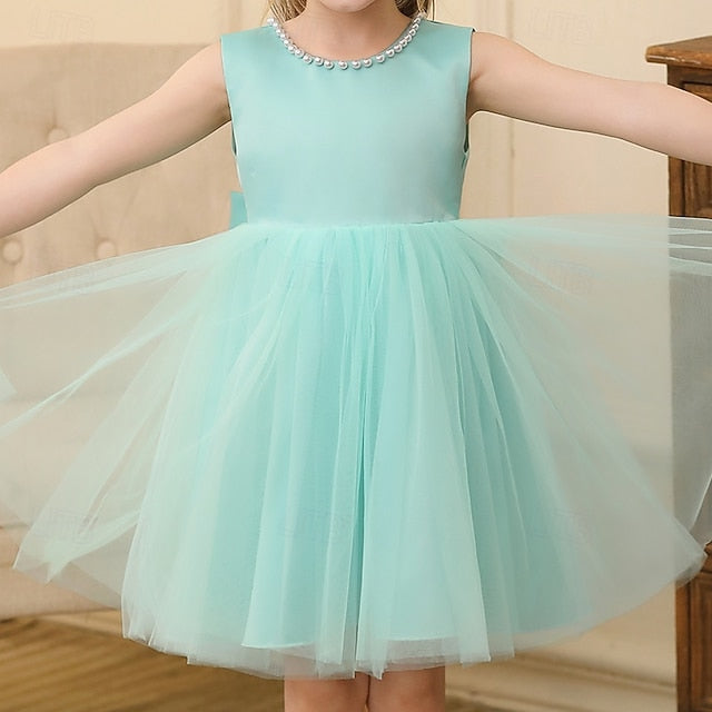Wedding Dress Color Solid Sleeveless Party Kids Girls'