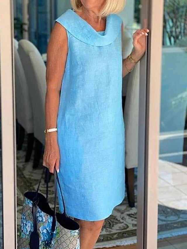 Women's Blue Black Yellow Summer Spring Knee Length Dress