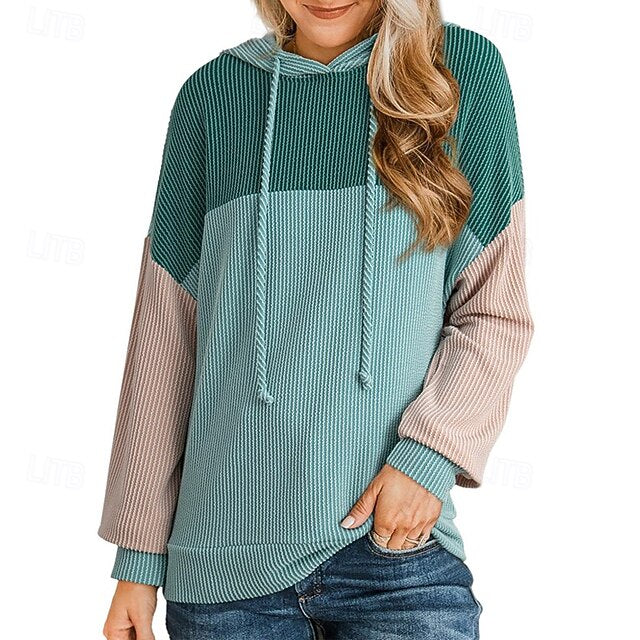 Women's Pullover Sweatshirt Casual Hoodies Drawstring Long