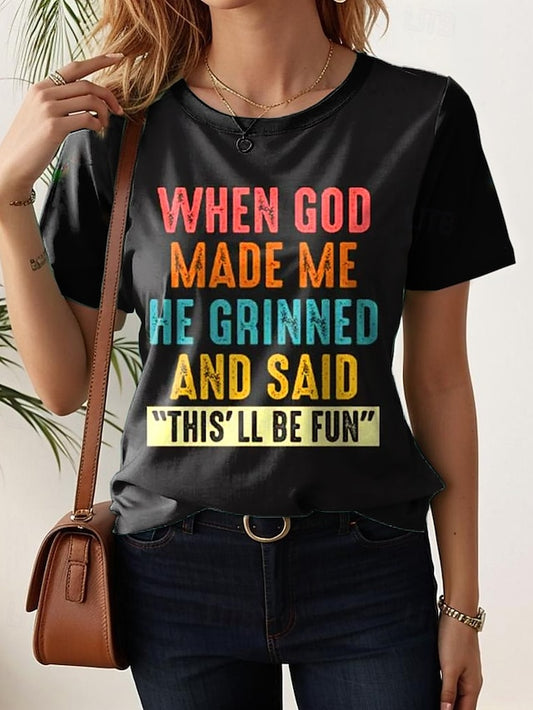 Women's T Shirt Print Graphic Letter Stylish Casual Short