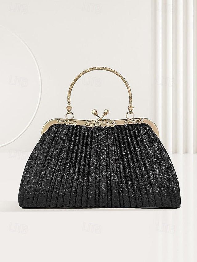 Women's with Evening Purse Clutch Vintage Glitter Pleated