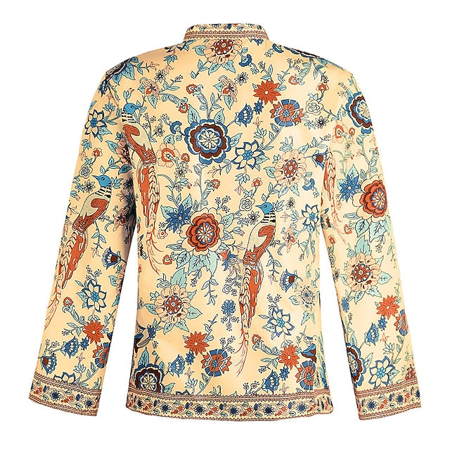 Women's Shirt Blouse Yellow Pink Dusty Rose Graphic Floral