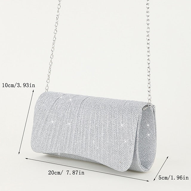 Silver Clutch Evening Purse Elegant Glitter – Women's