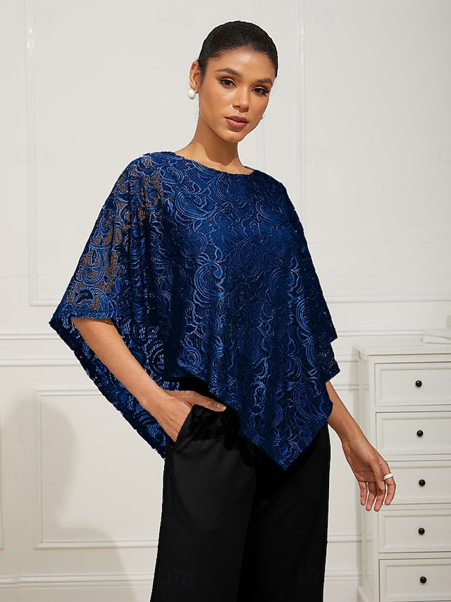 Women's Blouse Dressy Tops Lace Patchwork Layered Elegant